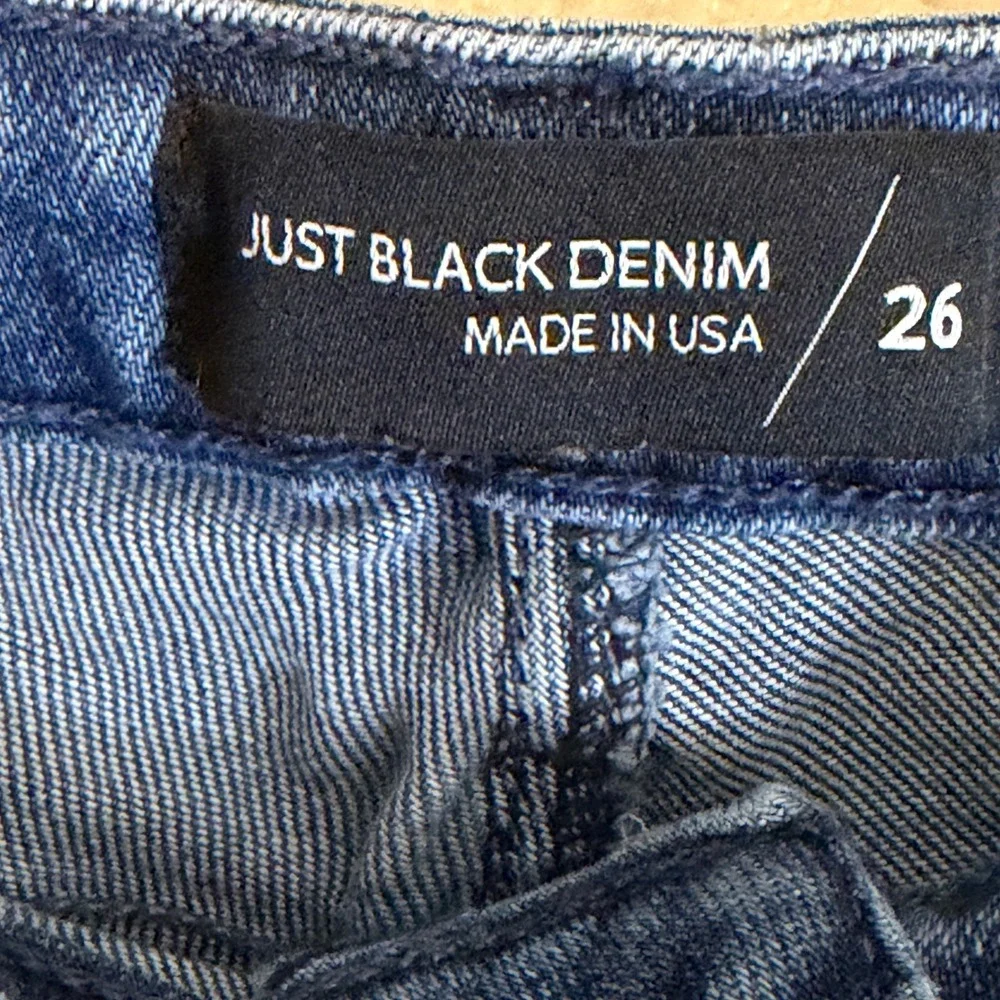 Just Black Denim Jeans Women 26 Blue‎ Raw Hem High Rise Straight Leg